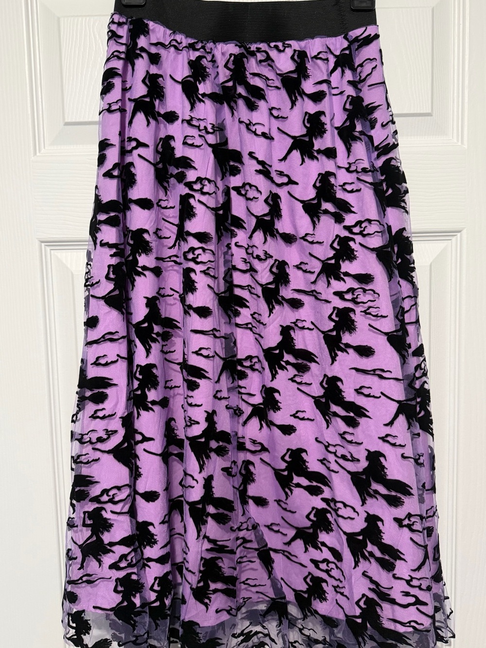 Purple & Black Witch Silhouette Midi Skirt - Women